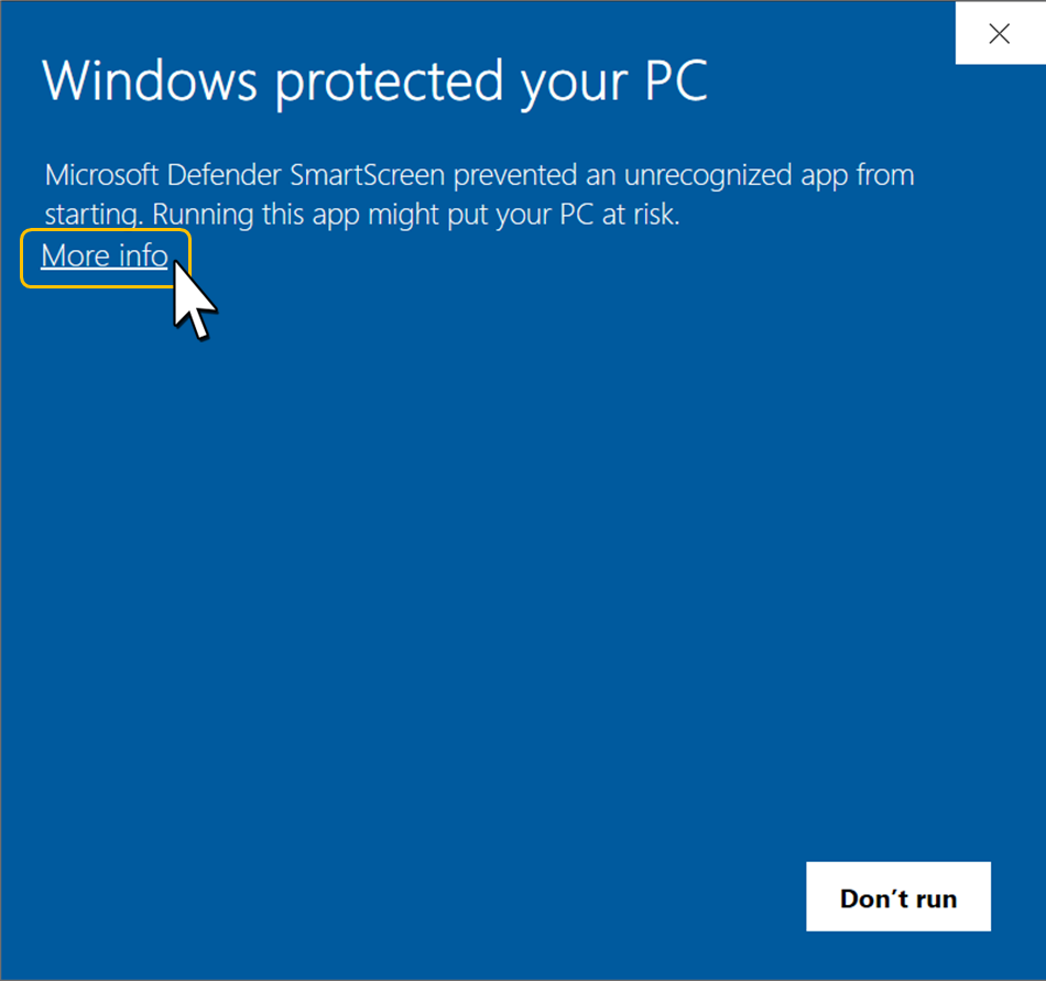 How to dismiss windows defender false positive warning