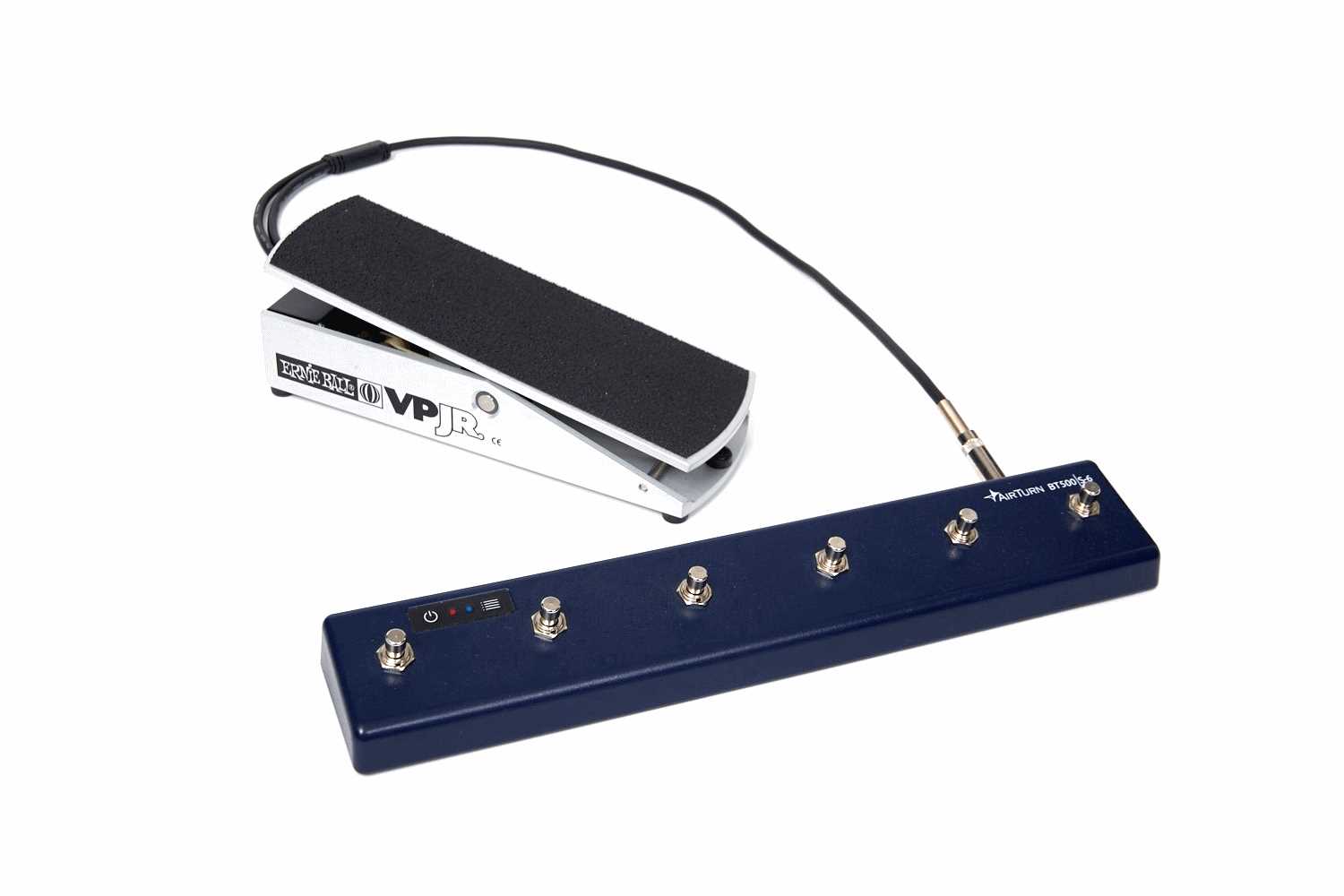 Ernie Ball VP JR volume pedal with an AirTurn S-6 bluetooth remote