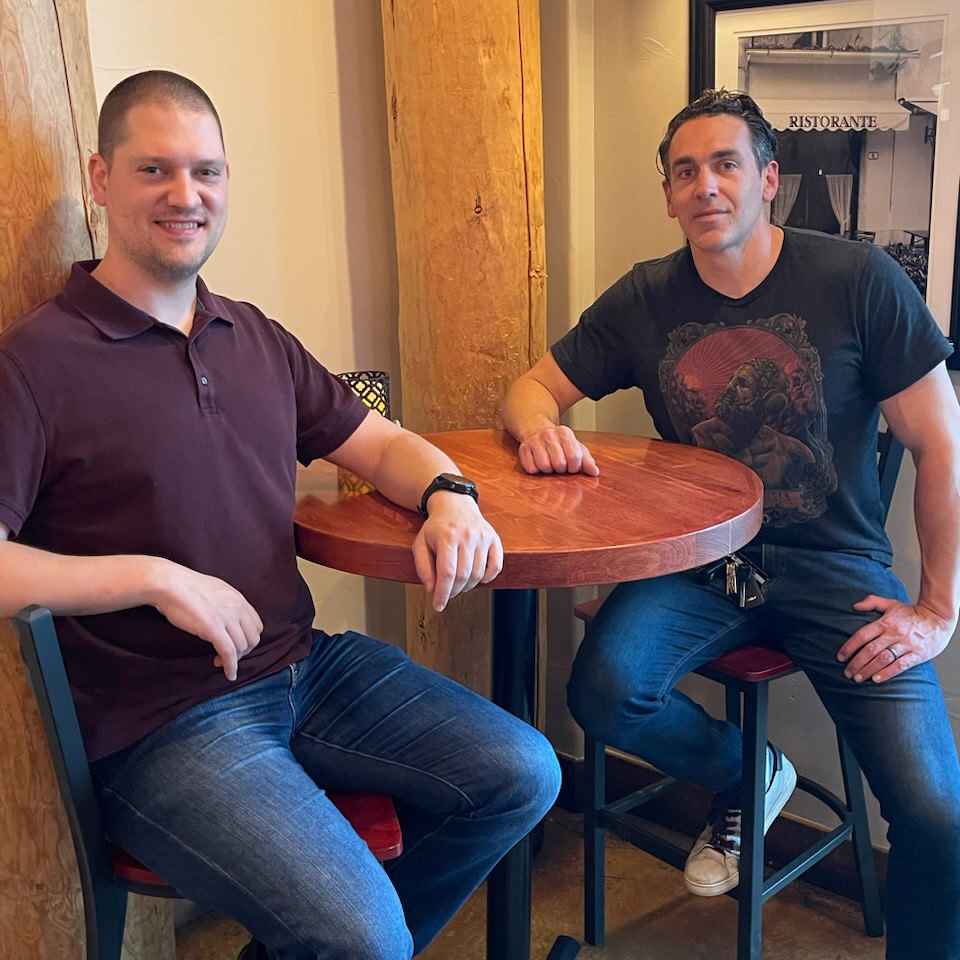 Ben, the founder of FluidPrompter, with Matt, owner of AirTurn.